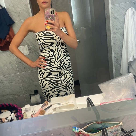 Super Woman: Zebra print. Leather dress.Zip back. - Picture 8 of 10